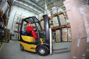 Forklift in distribution centre