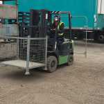 Picking up a Cage with a Counter Balance Forklift