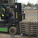 Counter Balance Forklift Moving Pallets